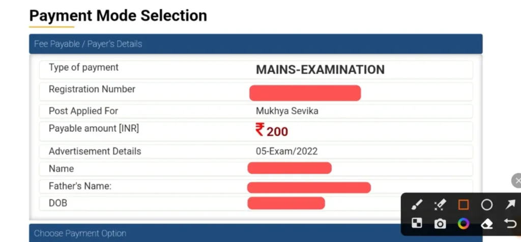 UP Mukhya Sevika Exam Fee Payment Step 3